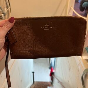 Coach Dark Brown Leather Clutch